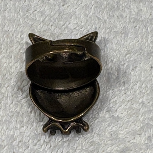 Sparkling Owl Statement Ring - Adjustable Band - Picture 8 of 12